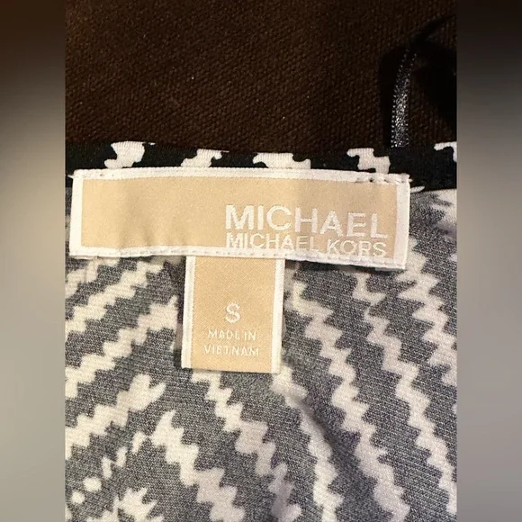 MICHAEL KORS Comfortable Black & White Geometric Short Sleeves Mini Dress Sz S - Picture 11 of 15